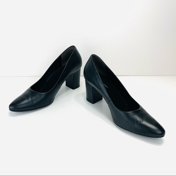 📌SOLD📌 PAUL GREEN BLACK LEATHER HEELED SHOES - Picture 2 of 16